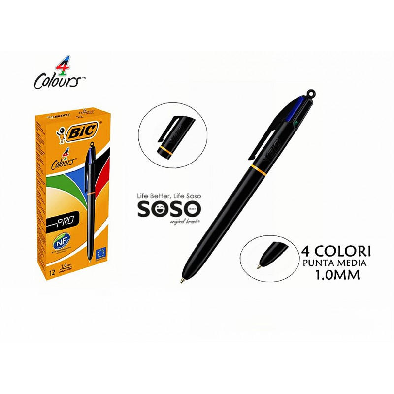 BIC Stampa A 4 colori penna a sfera Bic® 4 Colours Fluo, 0,4/0,6 mm :  : Cancelleria e prodotti per ufficio
