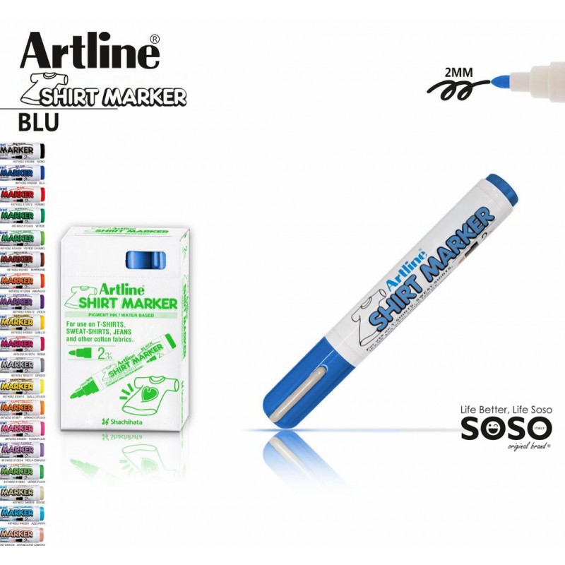 Artline T-shirt marker tessuto blu - 1