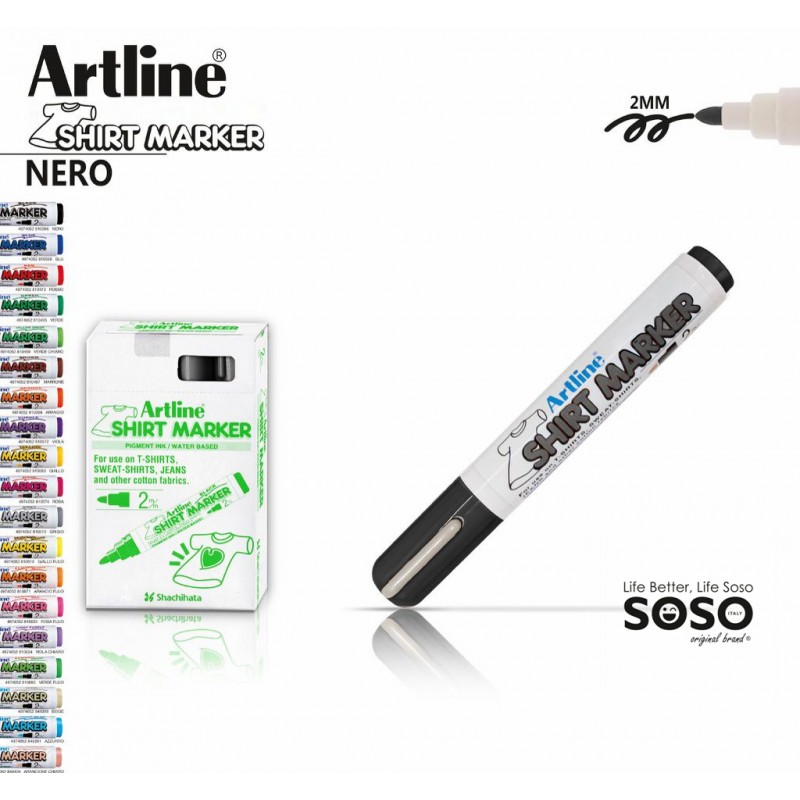 Artline T-shirt marker tessuto nero - 1