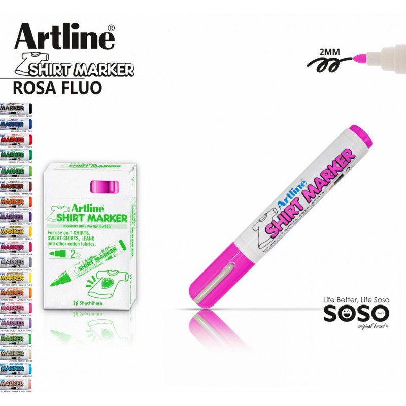 Artline T-shirt marker tessuto rosa fluo - 1