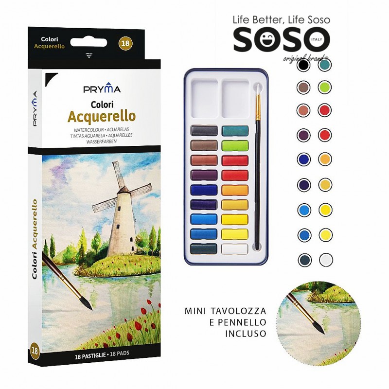 Sketchbook con una tavolozza di colori ad acquerello e pennelli