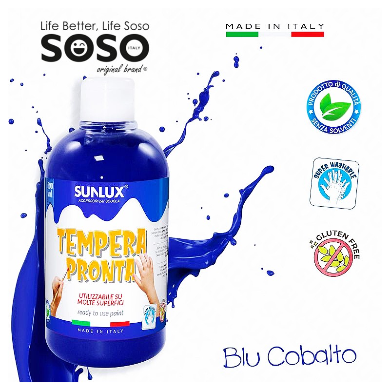 Tempera pronta blu cobalto 500ml - 1