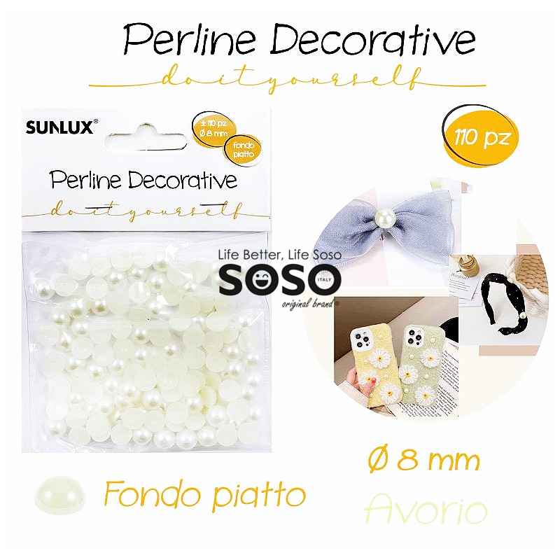 Perline decorativo DIY avorio diametro 8mm circa 110pezzi - 1