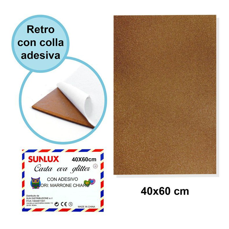 Gomma Eva Glitter con adesivo 40x60cm - MARRONE CHIARO - 1