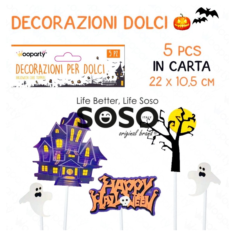 Decorazioni Dolce HALLOWEEN 5 pezzi ass. circa 22x10.5cm - 1