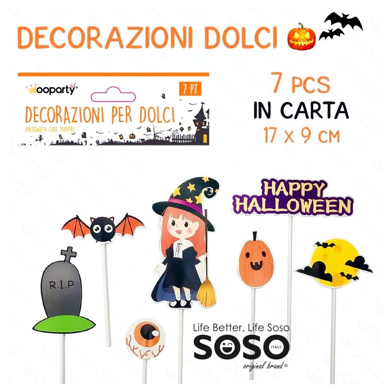 Decorazioni Dolce HALLOWEEN 7 pezzi ass. circa 17x9cm - 1