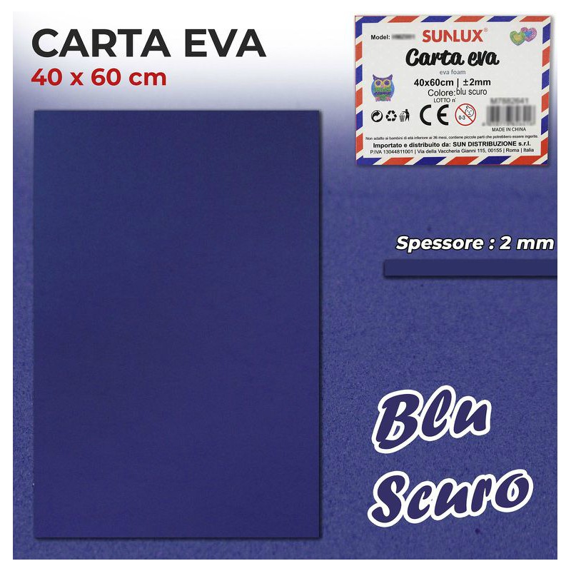 Gomma Eva 40x60cm spessore 2 mm - BLU SCURO (Gomma Crepla, Fommy)