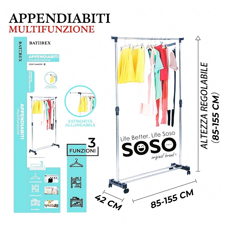 Appendiabiti lunghezza 80-130cm altezza 80-135cm - 1