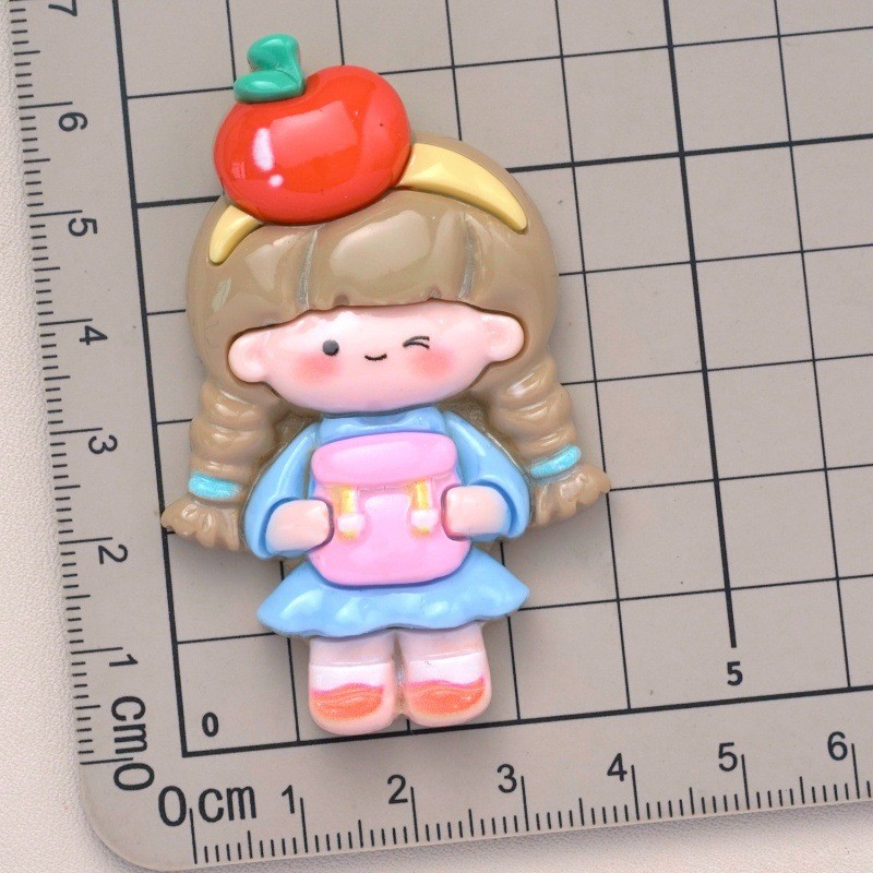 Grande Ciondolo Ragazza con Frutta - Nuovi Accessori in Resina per DIY - 4