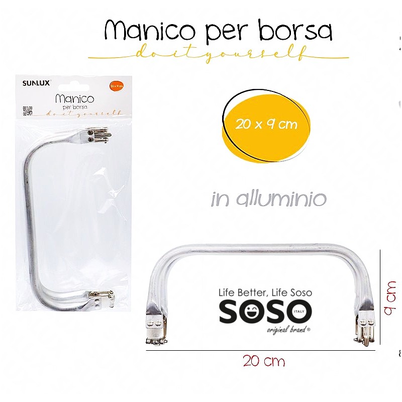 Manico per borsa allimunio 20x9cm - 1