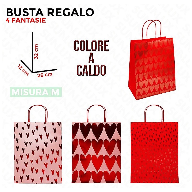 Buste regalo love26x32x12cm 4pezzi fantasie random - 1