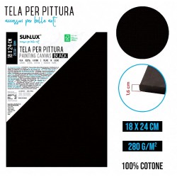 Tela per pinttura nero 18x24cm 280gr 1.6cm 100% cotone - 1