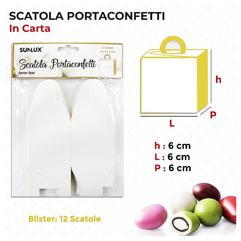 Scatole porta confetti 12pcs - 6x6x6cm bianco - 1