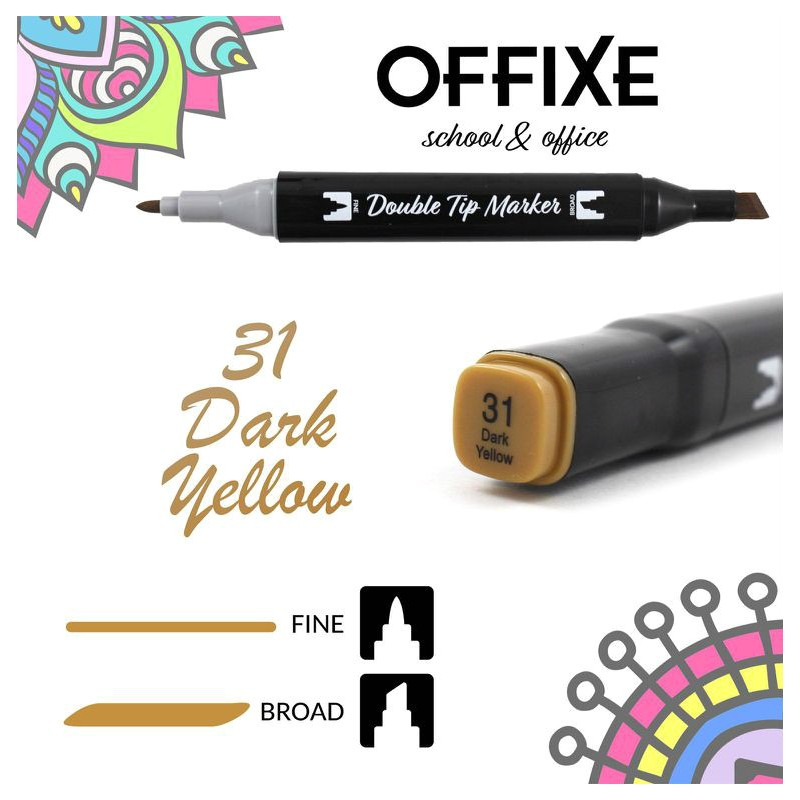 Double Tip Marker N31 Giallo Scuro, doppia punta - Offixe - 1