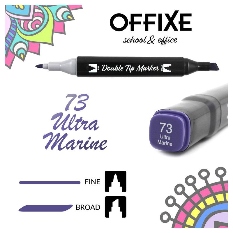 Double Tip Marker N73 Blu Oltremare, doppia punta - Offixe - 1