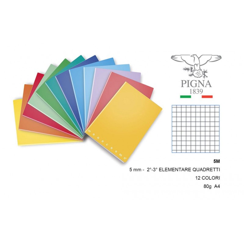 Quaderno f.to A5 Happy Color - 80g - 40 fogli - rigatura 4MM (quadretti 4  mm s/ margine)