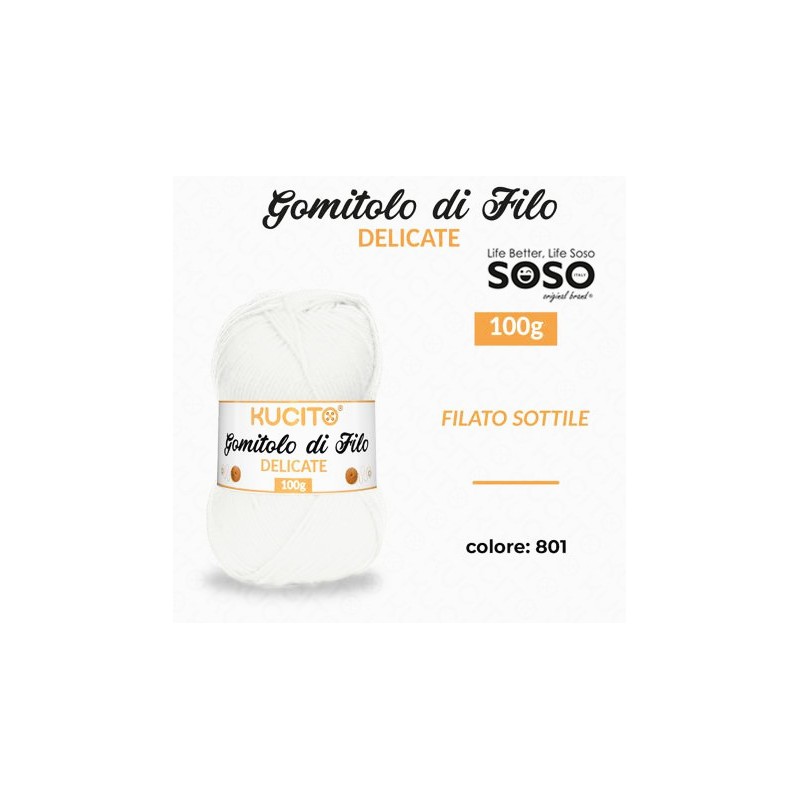 Gomitolo di filo delicate sottile colore .801 100g - 1