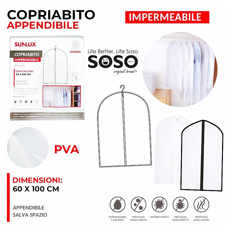 Copriabito appendibile impermeabile 60 x 100cm - 1