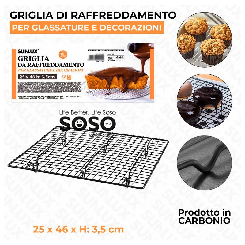 Griglia per raffreddamento in carbonio 25x46x3,5cm - 1