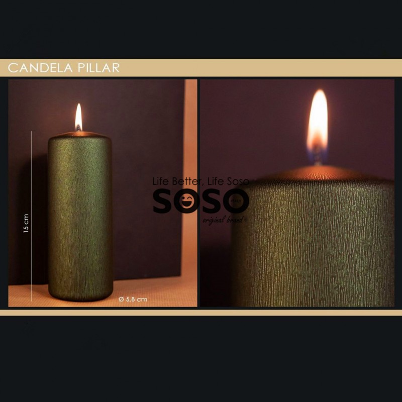 Pillar candle kl 5 metallic jeans olive - 1