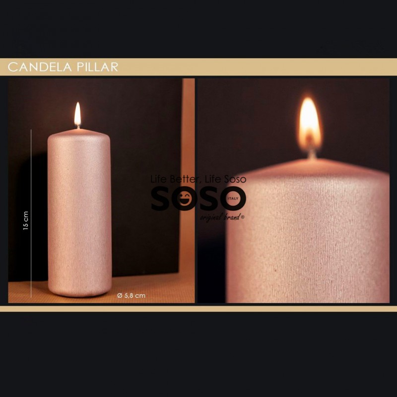 Pillar candle kl 5 metallic jeans poeder pink - 1